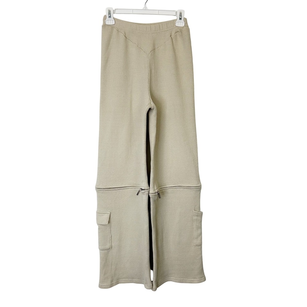 Dolls Kill Luxe To Kill Beige Knit Sweatpants Women's‎ 2 US Wide Leg Convertible